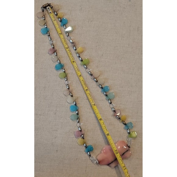 Vintage Pastel Multi Semi Precious Stone Necklace Rhodonite Healing Crystals - Picture 9 of 9